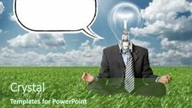  Presentation with frames blue green - PPT theme with ecological lotuse - businessman in lotus pose background and a tawny brown colored foreground