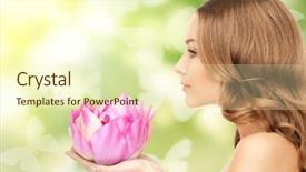  Presentation with lotus flower - Slide deck with ecological lotuse - picture of beautiful woman background and a soft green colored foreground