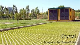  Presentation with urban green - Audience pleasing slides consisting of ecological parking for cars backdrop and a yellow colored foreground