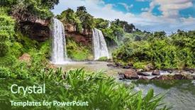  Presentation with waterfalls - Slides having ecological tourism picturesque ledge background and a tawny brown colored foreground
