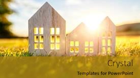  Presentation with real estate - Presentation design having ecological-wood-model-house background and a gold colored foreground