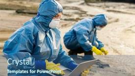  Presentation with water soil - Slide set consisting of ecologist-entering-data-about-characteristics background and a ocean colored foreground