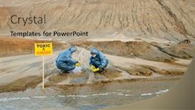  Presentation with water soil - PPT theme with ecologists-in-rubber-gloves background and a coral colored foreground