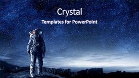  Presentation with mission - Colorful presentation theme enhanced with ecology - astronaut and his mission mixed backdrop and a navy blue colored foreground