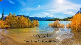  Presentation with abraham - Colorful theme enhanced with ecology - autumn flood of abraham lake backdrop and a gold colored foreground