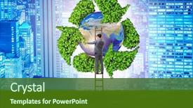  Presentation with recycling - Presentation design consisting of ecology - businessman in recycling ecological concept background and a tawny brown colored foreground