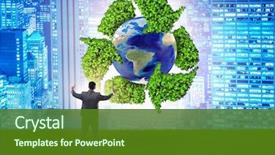  Presentation with recycling - PPT layouts having ecology - businessman in recycling ecological concept background and a tawny brown colored foreground