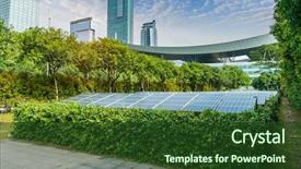  Presentation with energy solar - Theme having ecology - ecological energy renewable solar panel background and a tawny brown colored foreground
