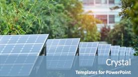  Presentation with energy solar - Slide deck featuring ecology - ecological energy renewable solar panel background and a teal colored foreground
