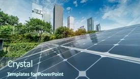  Presentation with energy solar - Amazing slides having ecology - ecological energy renewable solar panel backdrop and a ocean colored foreground