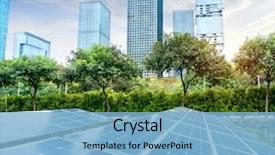  Presentation with renewable energy - Theme with ecology - ecological energy renewable solar panel background and a light blue colored foreground