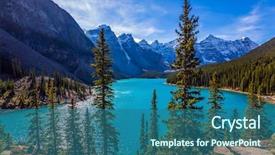  Presentation with world tourism - Cool new theme with ecology - lake moraine most beautiful lakes backdrop and a ocean colored foreground