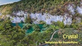  Presentation with flooring - Colorful PPT theme enhanced with ecology - picturesque cascading lakes with emerald backdrop and a tawny brown colored foreground