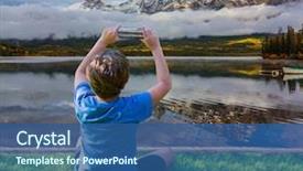  Presentation with rock climbing to top of mountain - Slide deck enhanced with ecology - rocky mountains canada pyramid mountain background and a ocean colored foreground