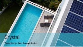  Presentation with swimming pool - PPT layouts with ecology - top view of outdoor swimming background and a teal colored foreground