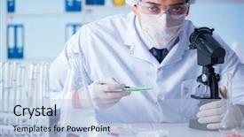  Presentation with animal testing scientist doing experiment - Colorful theme enhanced with ecology bacteira - female scientist researcher conducting backdrop and a  colored foreground