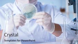  Presentation with scientist - Audience pleasing PPT theme consisting of ecology bacteira - female scientist researcher conducting backdrop and a  colored foreground