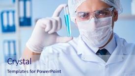  Presentation with scientist - PPT layouts enhanced with ecology bacteira - female scientist researcher conducting background and a  colored foreground