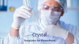  Presentation with animal testing scientist doing experiment - Slide deck enhanced with ecology bacteira - female scientist researcher conducting background and a  colored foreground