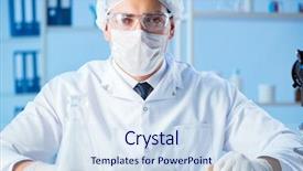  Presentation with animal testing scientist doing experiment - Slide set enhanced with ecology bacteira - female scientist researcher conducting background and a sky blue colored foreground