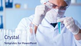  Presentation with scientist - Theme having ecology bacteira - female scientist researcher conducting background and a sky blue colored foreground