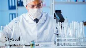  Presentation with scientist - Cool new presentation with ecology bacteira - female scientist researcher conducting backdrop and a  colored foreground