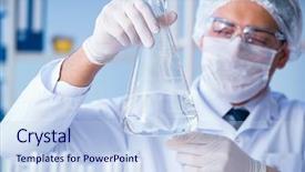  Presentation with scientist - Slide deck featuring ecology bacteira - female scientist researcher conducting background and a sky blue colored foreground