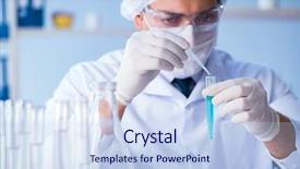  Presentation with animal testing scientist doing experiment - Slide set consisting of ecology bacteira - female scientist researcher conducting background and a sky blue colored foreground