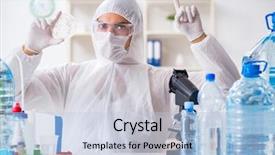  Presentation with water quality parameters - Amazing presentation design having ecology bacteira - lab assistant testing water quality backdrop and a light blue colored foreground