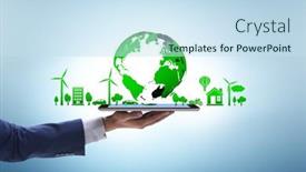  Presentation with ecology - PPT theme featuring ecology-concept-with-ecological-elements background and a sky blue colored foreground
