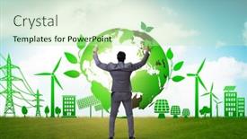  Presentation with ecology - Presentation design with ecology-concept-with-ecological-elements background and a soft green colored foreground