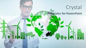  Presentation with ecology - PPT theme consisting of ecology-concept-with-ecological-elements background and a sky blue colored foreground