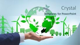  Presentation with ecology - Presentation theme featuring ecology-concept-with-ecological-elements background and a sky blue colored foreground