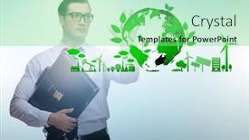  Presentation with elements - Presentation design featuring ecology-concept-with-ecological-elements background and a seafoam green colored foreground