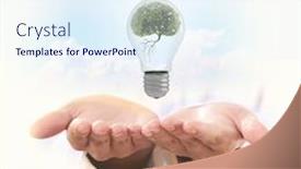  Presentation with ecology - Theme with ecology concept with green tree inside of light bulb background and a sky blue colored foreground