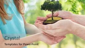  Presentation with family holding hands - Slides enhanced with ecology-family-and-environment-concept background and a coral colored foreground