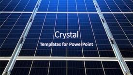  Presentation with solar power plant - PPT theme with ecology photo panel - part of renewable alternative solar background and a navy blue colored foreground