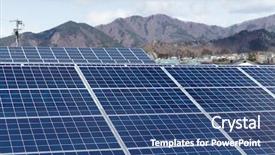  Presentation with solar energy - Slide deck with ecology photo panel - solar energy plant in countryside background and a ocean colored foreground