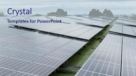  Presentation with solar power plant - Presentation design with ecology photo panel - solar power plant background and a lemonade colored foreground