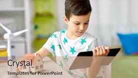  Presentation with toy model - PPT theme featuring ecology technology and energy saving background and a coral colored foreground