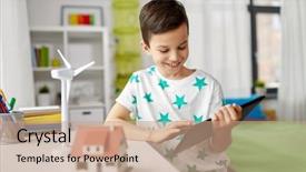  Presentation with toy model - Audience pleasing PPT layouts consisting of ecology technology and energy saving backdrop and a coral colored foreground