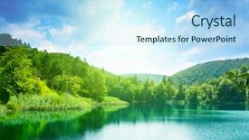  Presentation with green lake - Slides consisting of ecology tree - green water lake in forest background and a light blue colored foreground