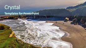  Presentation with world tourism - Beautiful PPT theme featuring ends of the world backdrop and a ocean colored foreground