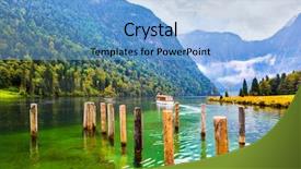  Presentation with romantic - Audience pleasing PPT theme consisting of wonderful romantic trip on the lake tourist boat the lake is surrounded by high mountains koenigssee - the cleanest lake in germany the concept of active ecological and photo tourism backdrop and a tawny brown colored foreground