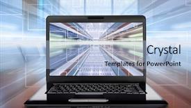  Presentation with ecommerce - Slide deck featuring ecommerce - computer technology background with laptop background and a light blue colored foreground