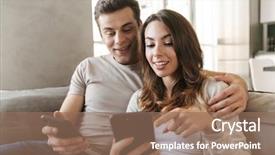  Presentation with catholic couple silhouette of young - Beautiful slide deck featuring ecommerce - happy young couple sitting backdrop and a coral colored foreground