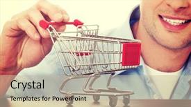  Presentation with ecommerce - Amazing presentation theme having ecommerce - man with a small shopping backdrop and a mint green colored foreground