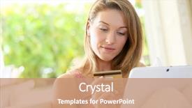  Presentation with internet - Beautiful PPT layouts featuring ecommerce - portrait of woman shopping backdrop and a coral colored foreground