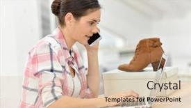  Presentation with shoes - Slide set having ecommerce - young woman ordering shoes background and a lemonade colored foreground