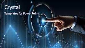  Presentation with black technology - Slide set enhanced with economic analysis - business people and technology concept background and a navy blue colored foreground